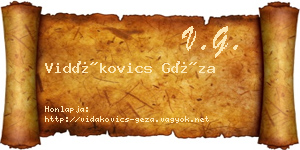 Vidákovics Géza névjegykártya